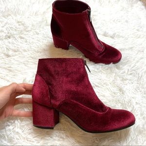 Circus Sam Edelman Red Velvet Heeled Zipper Boots